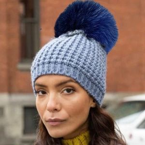 Kyi Kyi Real Fox Fur Pom-Pom Beanie
